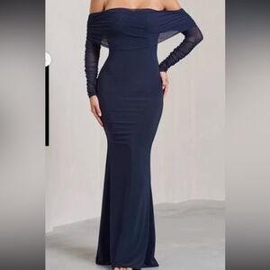 Club L London Navy Long Sleeve Dress